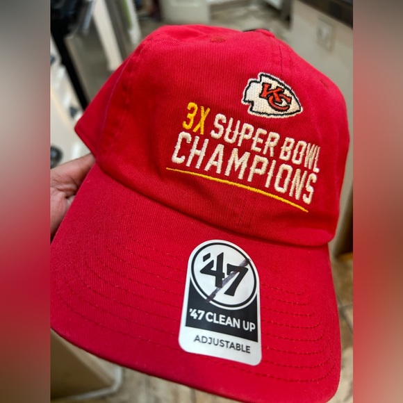 47 Brand Clean Up Kansas City Chiefs 3X Super Bowl Champions Adjustable Hat Cap - Picture 2 of 4